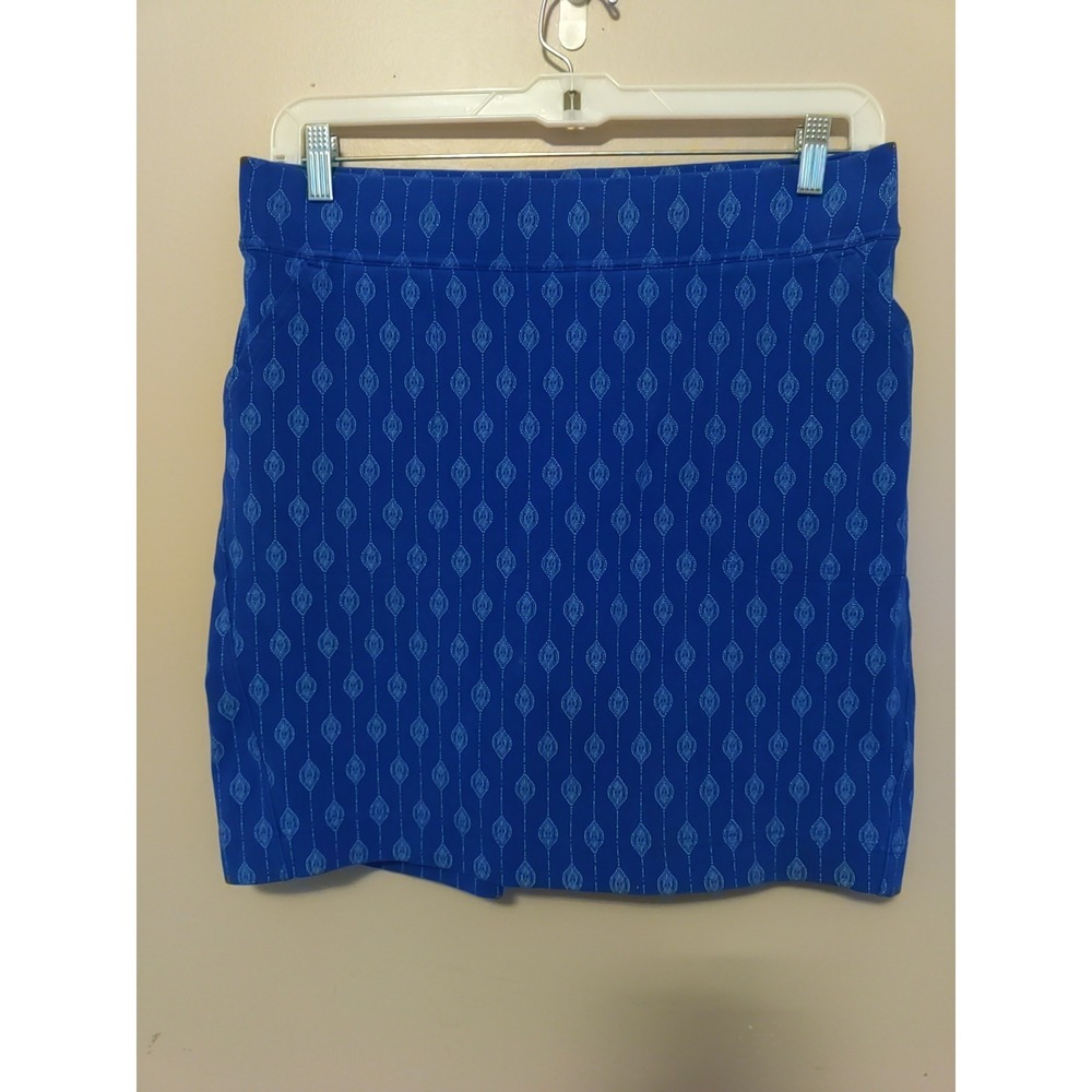 DeluthBlue White Geometric Pattern Stretch Pockets Sports Casual Skort Size M